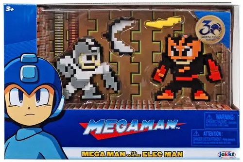 Classic 8-Bit Gray / White Mega Man vs. Elec Man Mini Figure 2-Pack