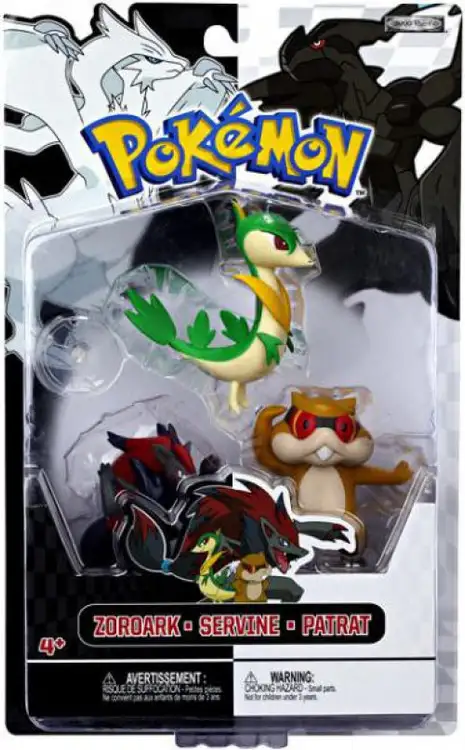 Pokemon Black & White Series 3 Basic Servine, Patrat & Zoroark Figure 3-Pack