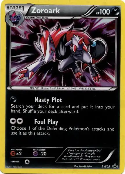 Pokemon Black & White Promo Holo Rare Zoroark BW09 [Lightly Played]