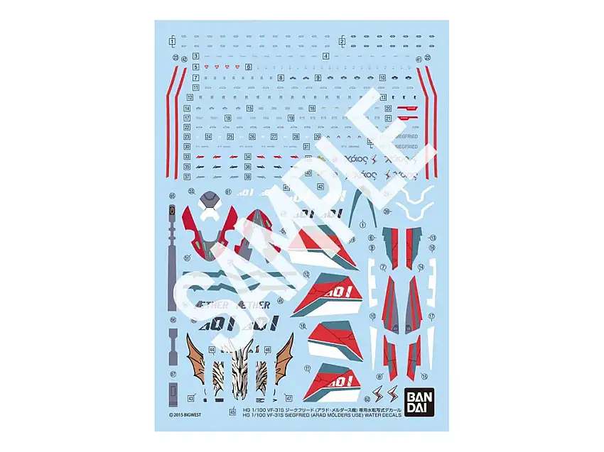 Macross Delta HG VF-31S Siegfried (Arad Molders Use) Water Slide Decals Sheet