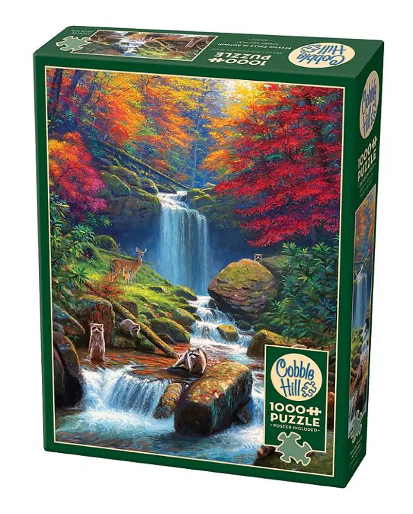 Mystic Falls in Autumn (Waterfalls/Raccoons/Deer) Puzzle (1000pc) Cobble Hill Puzzles