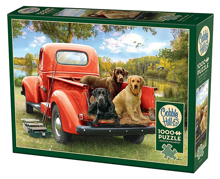 Fishing Friends (Dogs in Pickup Truck) Puzzle (1000pc) Cobble Hill