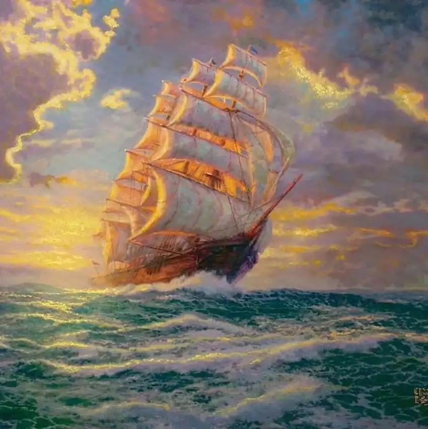 Courageous Voyage Sailing Ship Paint by Number (12"x12") Cobble Hill Puzzles
