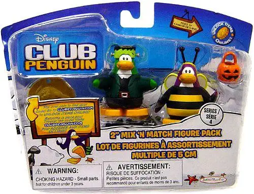 Club Penguin Mix 'N Match Series 1 Bumble Bee & Frankenpenguin Mini Figure Set
