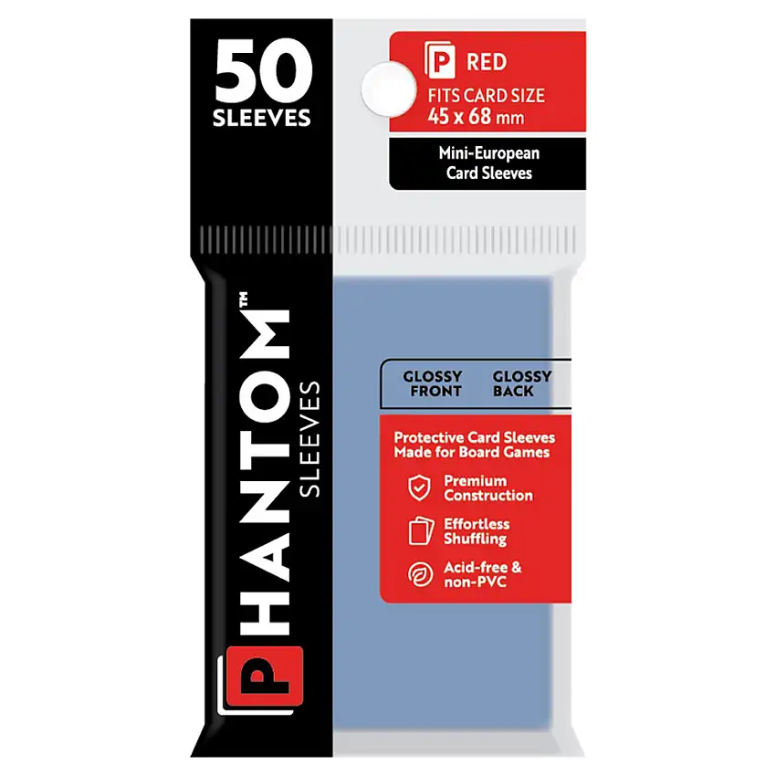 Phantom Sleeves: Red Size 45 x 68mm - Glossy/Glossy (50)