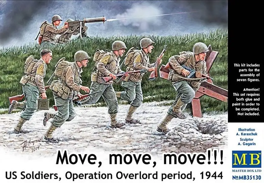 Master Box Models 35130 1/35 Move, Move, Move! US Soldiers Operation Overlord Pe