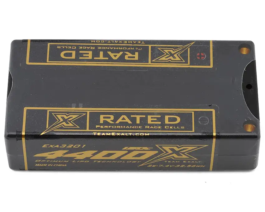 Team Exalt "X-Rated" Shorty 2S 150C Lipo Battery (7.4V/4400mAh) w/5mm Connectors (ROAR Approved)