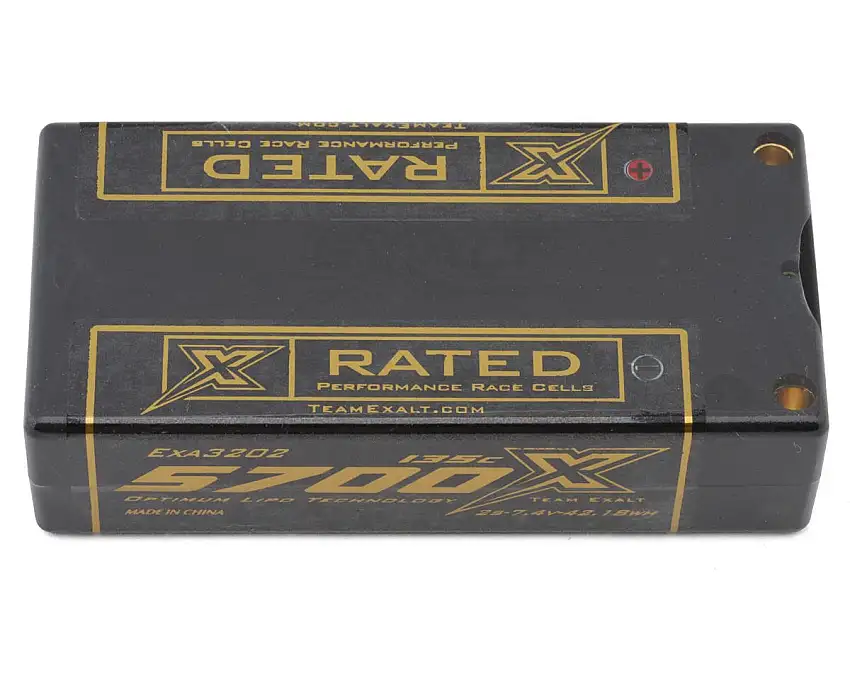 Team Exalt "X-Rated" Shorty 2S 135C LiPo Battery (7.4V/5700mAh) w/5mm Connectors (ROAR Approved)