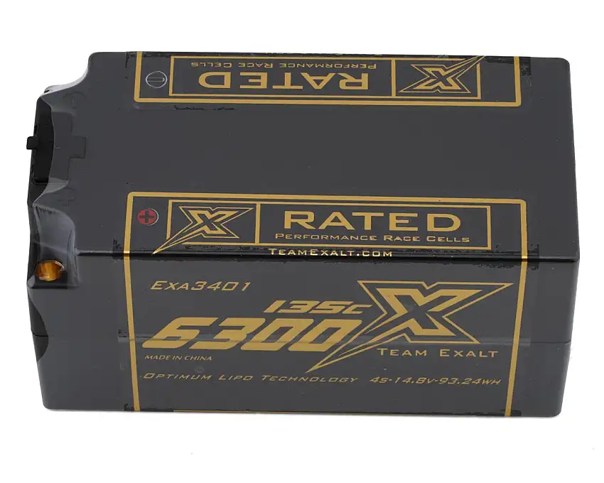 Team Exalt "X-Rated" HVX Shorty 4S 135C Lipo Battery (14.8V/6300mAh) w/5mm Connectors (ROAR Approved)
