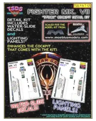 TSDS 125 1/32 Battlestar Galactica Mk VII Fighter Decal Set & Lighting Panel for
