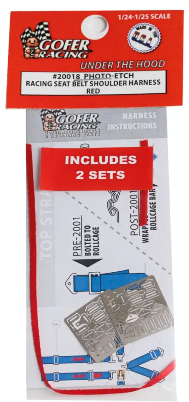 Photo-Etch Racing Seatbelts/Harness Red (2 Sets) 1/24-1/25 Gofer Racing