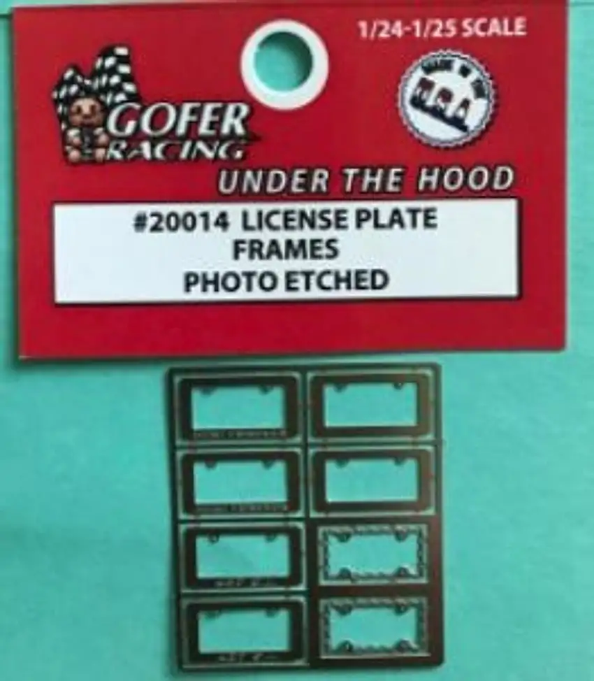 Photo-Etch License Plate Frames (4 different) 1/24-1/25 Gofer Racing Decals