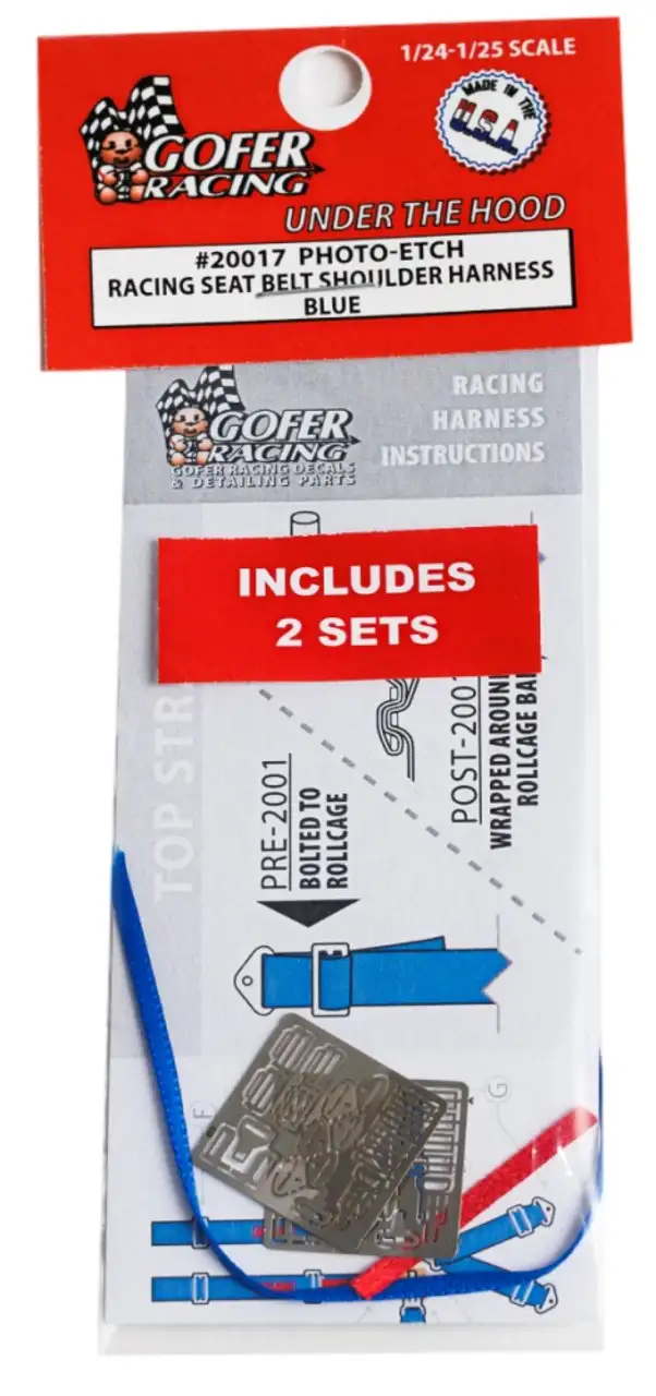 Photo-Etch Racing Seatbelts/Harness Blue (2 Sets) 1/24-1/25 Gofer Racing