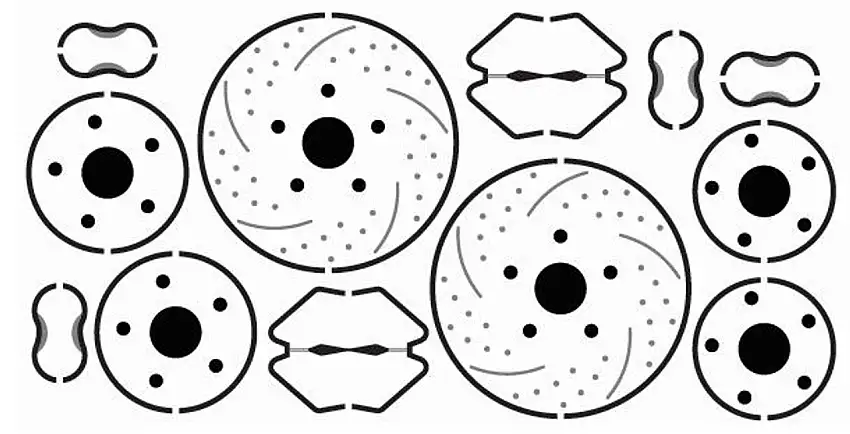 15" Dia. Photo-Etch Disk Brakes (2 Sets) 1/24-1/25 Gofer Racing Decals