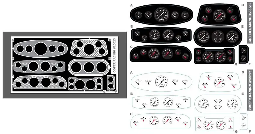 Custom Instrument Panel w/Black & White Gauges 1/24-1/25 Gofer Racing