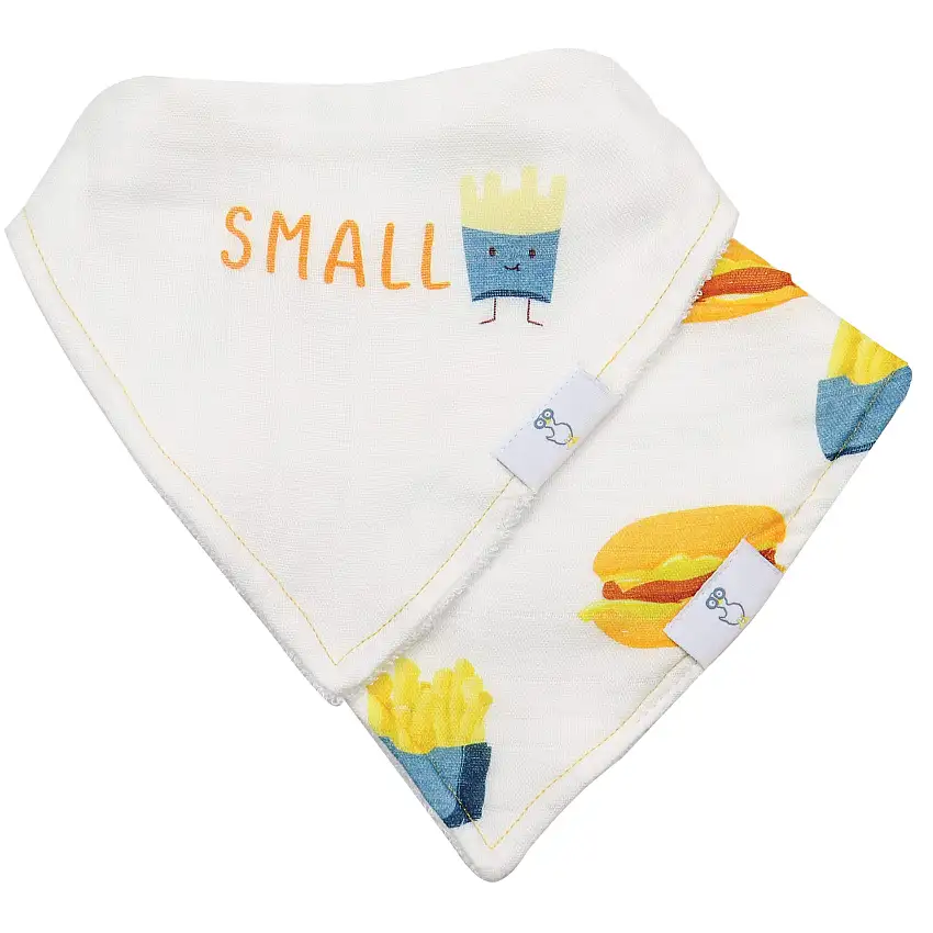 Small Fry And Burgers And Fries 2 Pack Muslin & Terry Cloth Bib Set