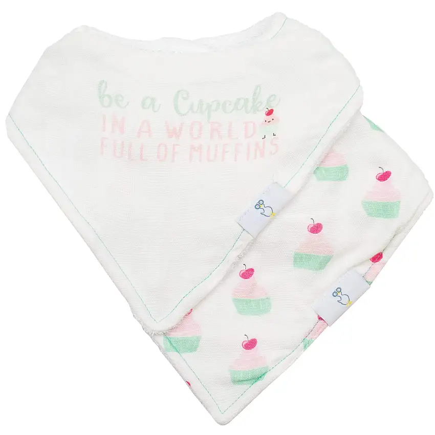 Muffin And Cupcake 2 Pack Muslin & Terry Cloth Bib Set