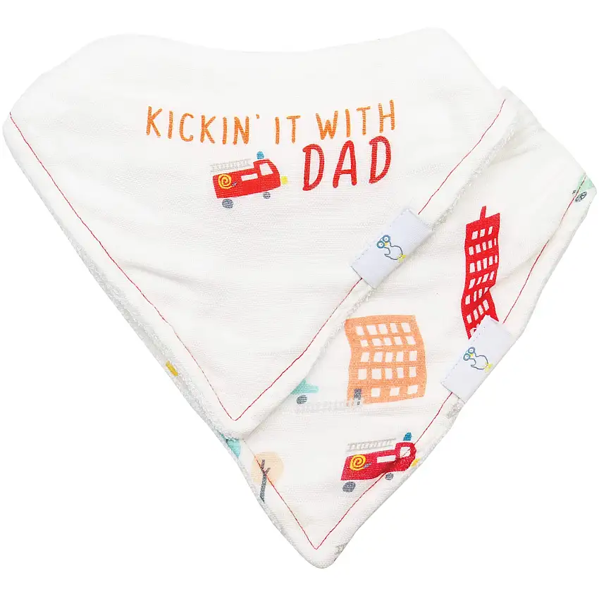 Dad And Buildings 2 Pack Muslin & Terry Cloth Bib Set