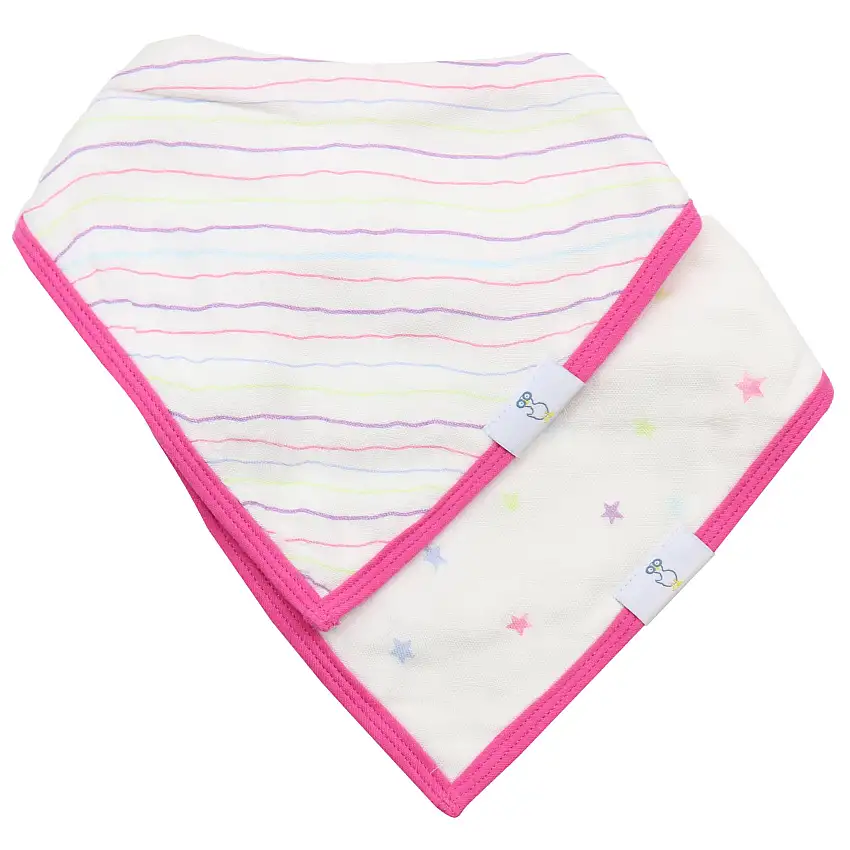 Stripes And Stars 2 Pack Muslin & Terry Cloth Bib Set