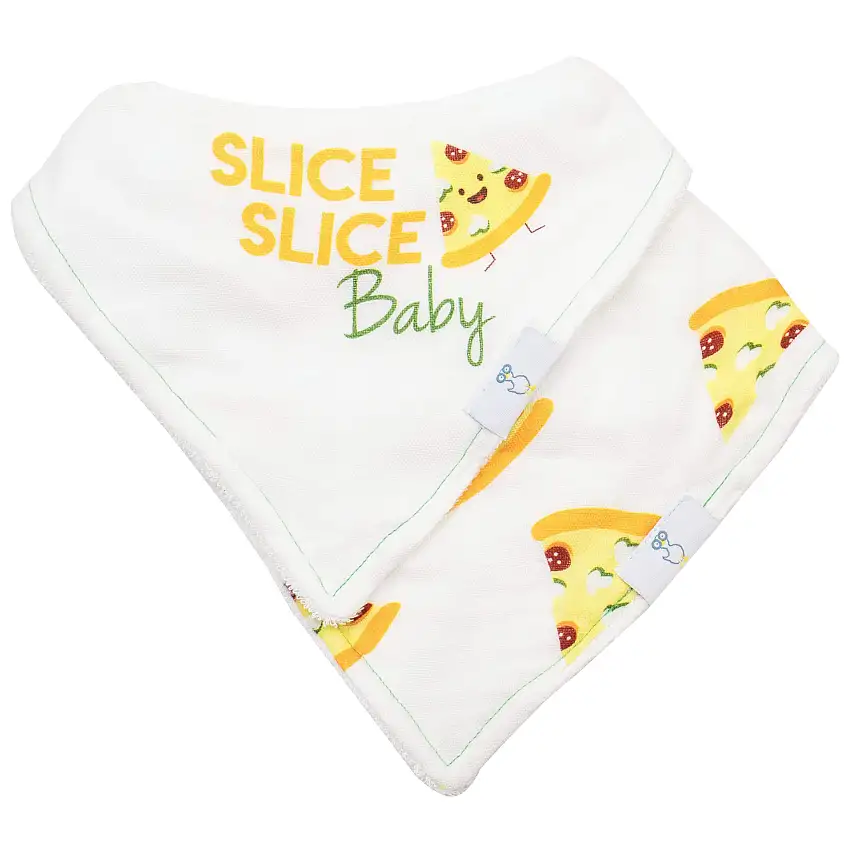 Slice Slice Baby And Pizza 2 Pack Muslin & Terry Cloth Bib Set