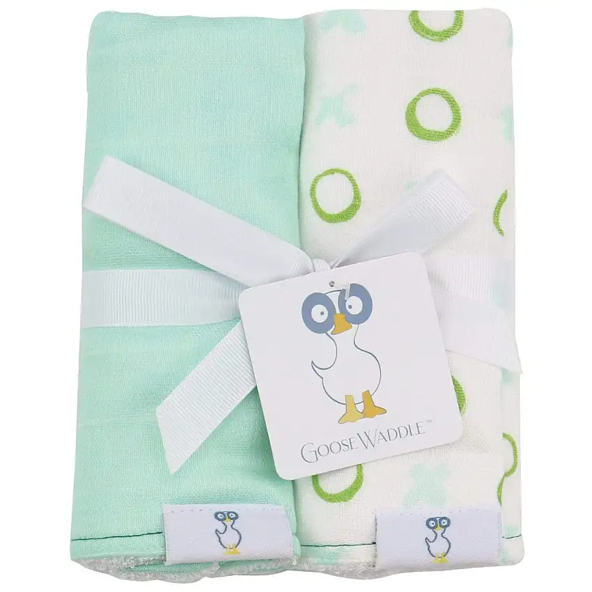 Wholesale 2 Pk Muslin & Terry Cloth Burp Cloth Xo/mint