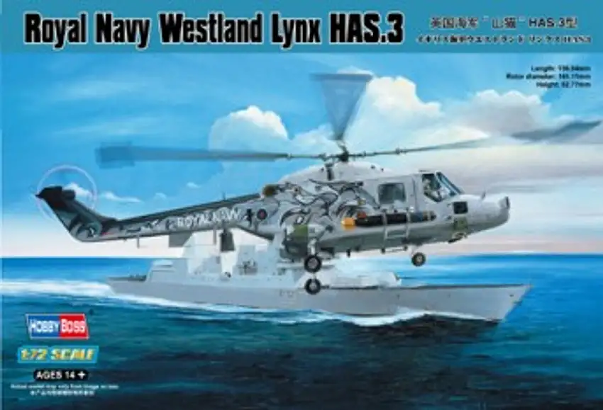 Royal Navy Westland Lynx HAS3 Helicopter 1/72 Hobby Boss