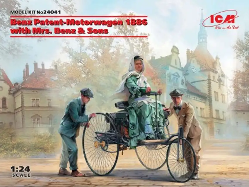 1886 Benz Patent Motorwagen w/Mrs. Benz & 2 Sons 1/24 ICM Models