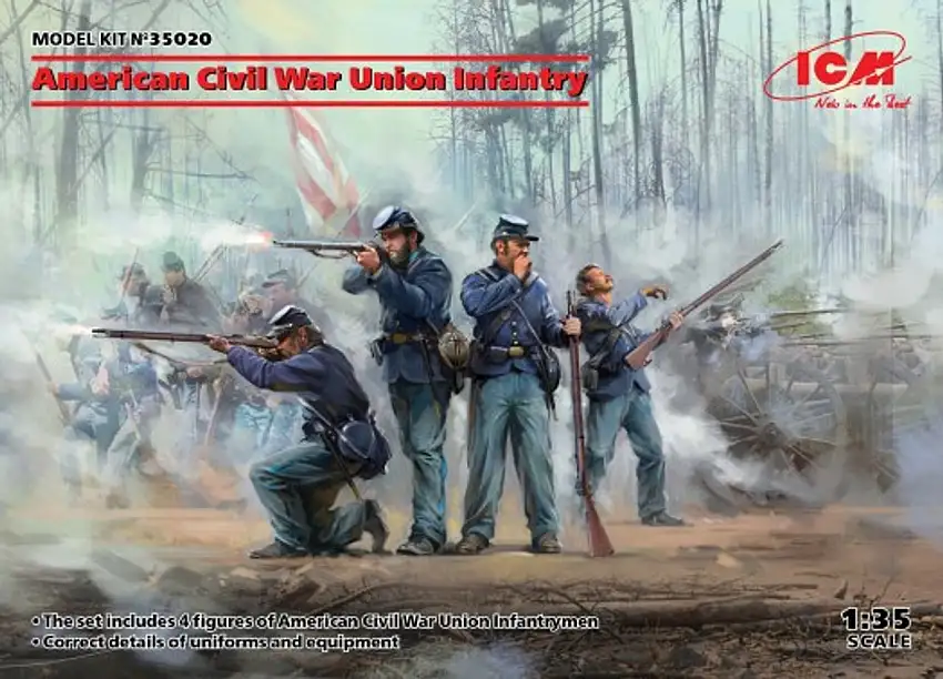 American Civil War Union Infantry (4) 1/35 ICM Models