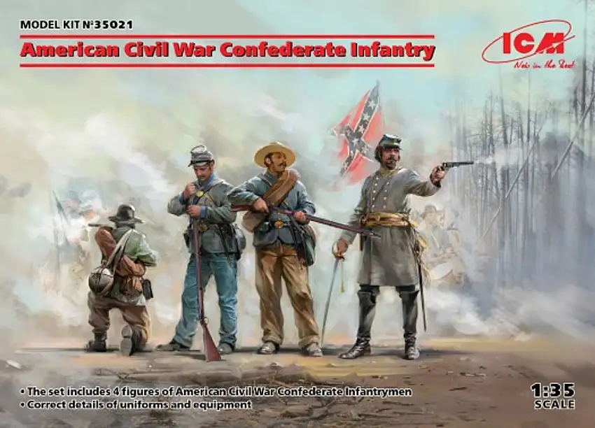 American Civil War Confederate Infantry (4) 1/35 ICM Models