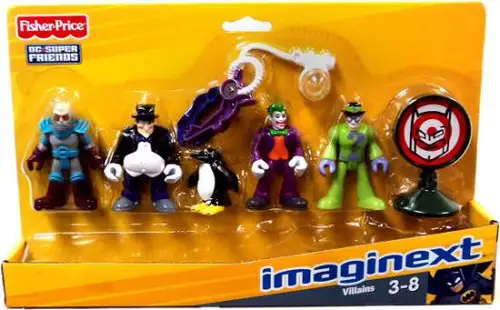 Fisher Price DC Super Friends Imaginext Villains Mr. Freeze, Penguin, Joker & Riddler 3-Inch Mini Figure 5-Pack