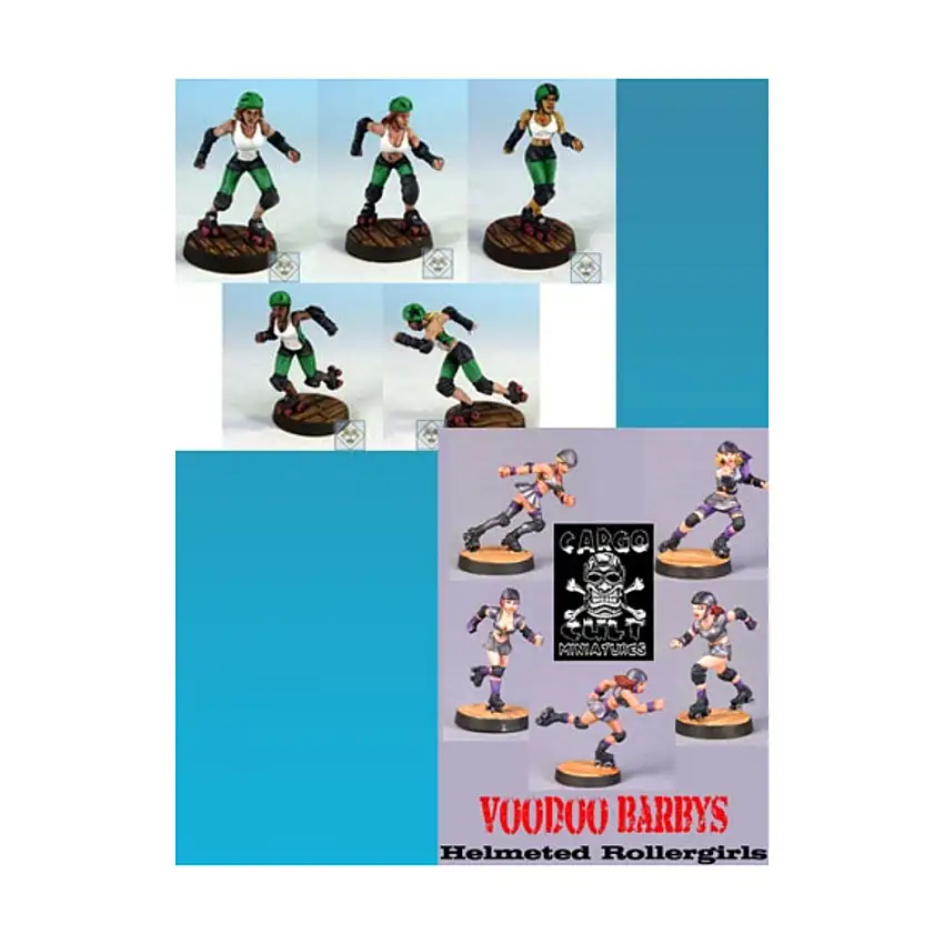 2 Helmeted Roller Derby Teams (Resin)