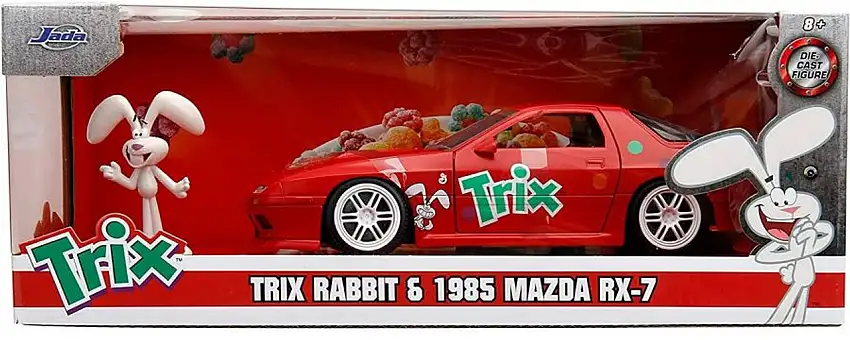 General Mills 1985 Mazda RX7 Car w/Trix Rabbit Figure 1/24 Jada
