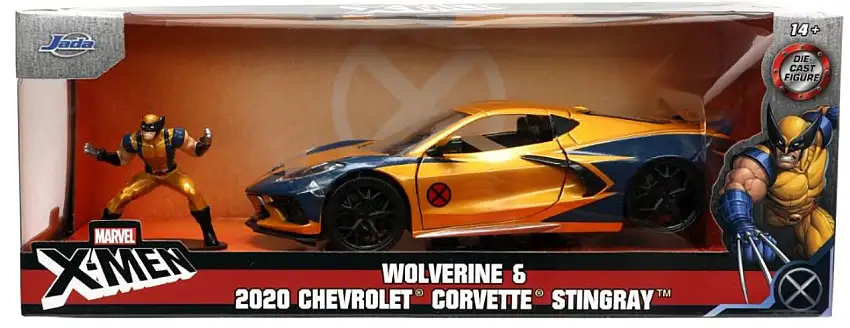 Marvel X-Men 2020 Chevrolet Corvette Stingray Car w/Wolverine Figure 1/24 Jada