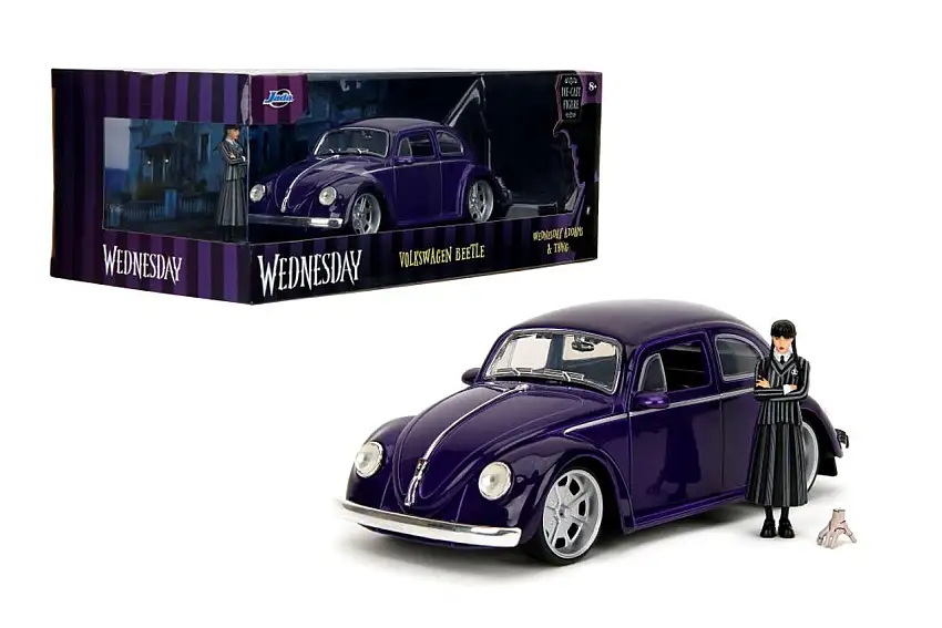 Addams Family 1959 VW Beetle Car w/Wednesday Figure & Thing 1/24 Jada