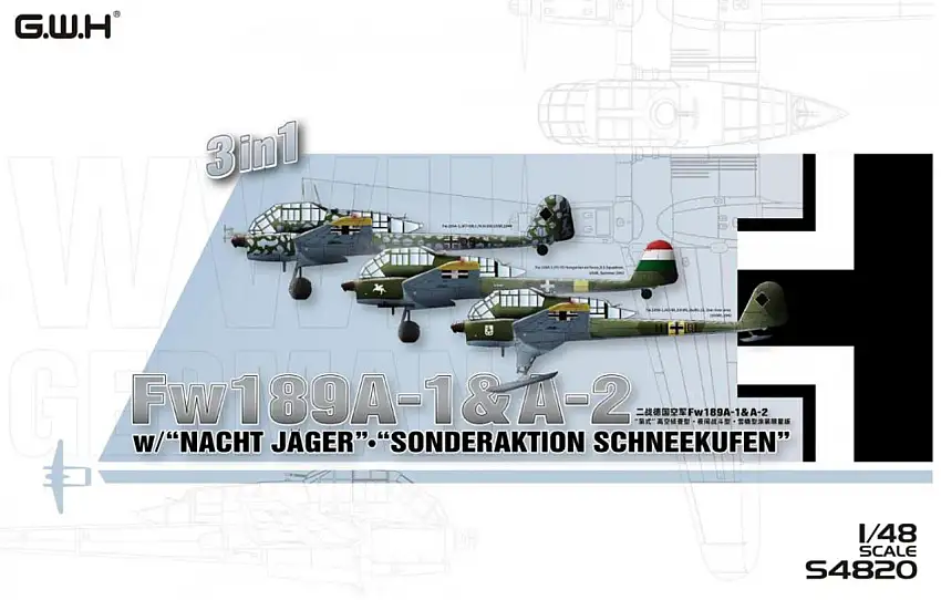 WWII German Fw 189A-1/A-2 Fighter w/Nachtjager-Sonderaktion Schneekufen (3 in 1) 1/48 Great Wall Hobby