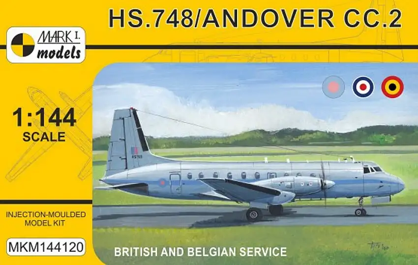 HS748/Andover CC2 Military British/Belgian Service Transport Aircraft 1/144 Mark I Models