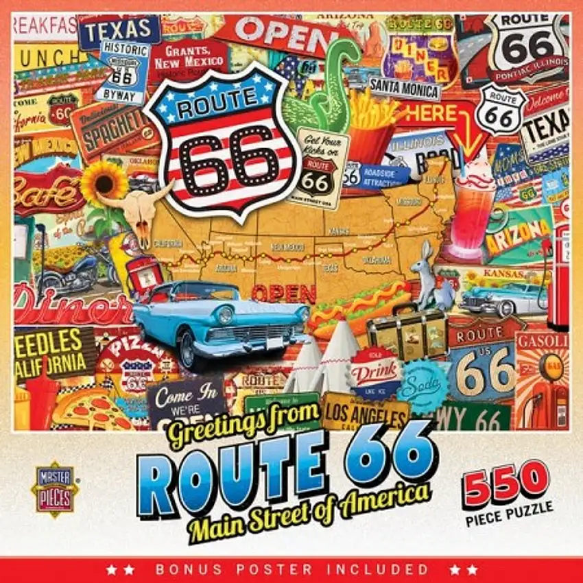 Greetings From: Route 66 Main Street of America Collage Puzzle (550pc Masterpieces Puzzles