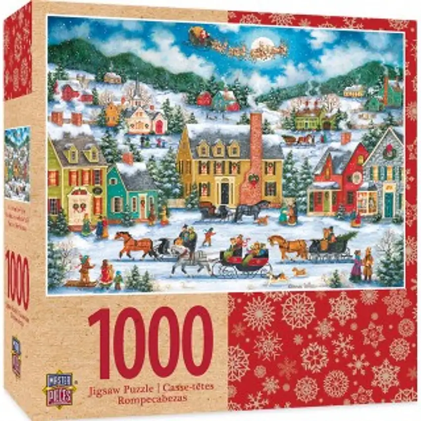 Holiday: Christmas Eve Fly By (Santa over Village) Puzzle (1000pc) Masterpieces Puzzles