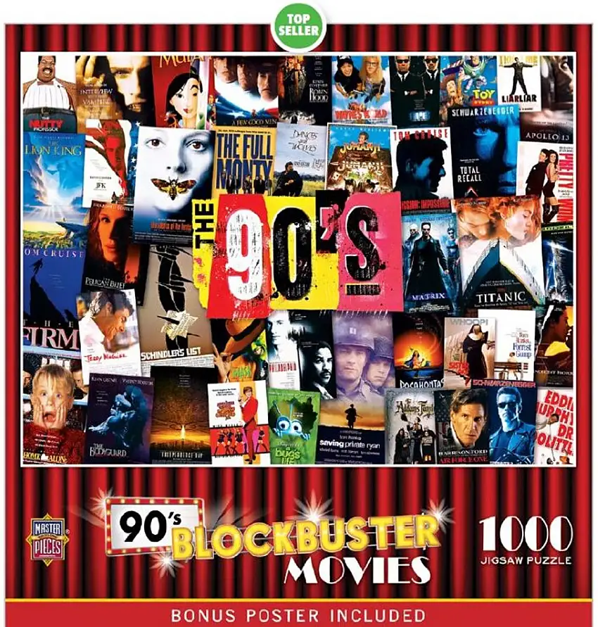 Blockbuster Movies: 1990s Collage Puzzle (1000pc) Masterpieces Puzzles