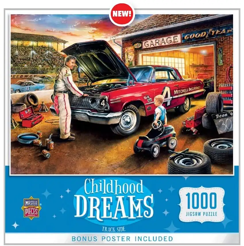Childhood Dreams: Track Side (Repair Garage) Puzzle (1000pc) Masterpieces Puzzles