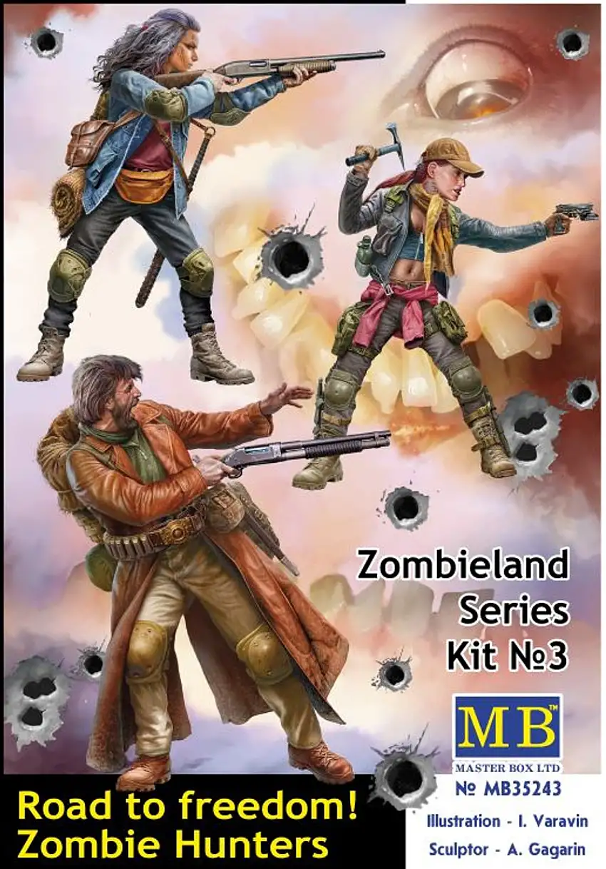 Zombieland: Zombie Hunters Road to Freedom (Man & 2 Girls) 1/35 Masterbox