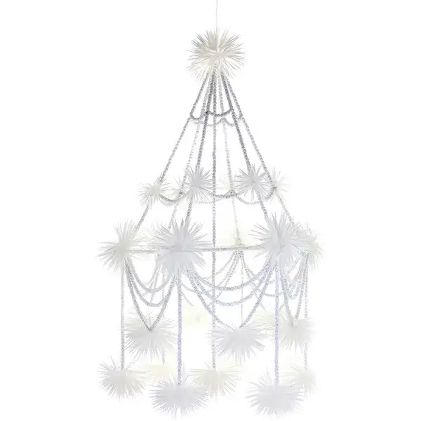 Beaded Pajaki Chandelier, White