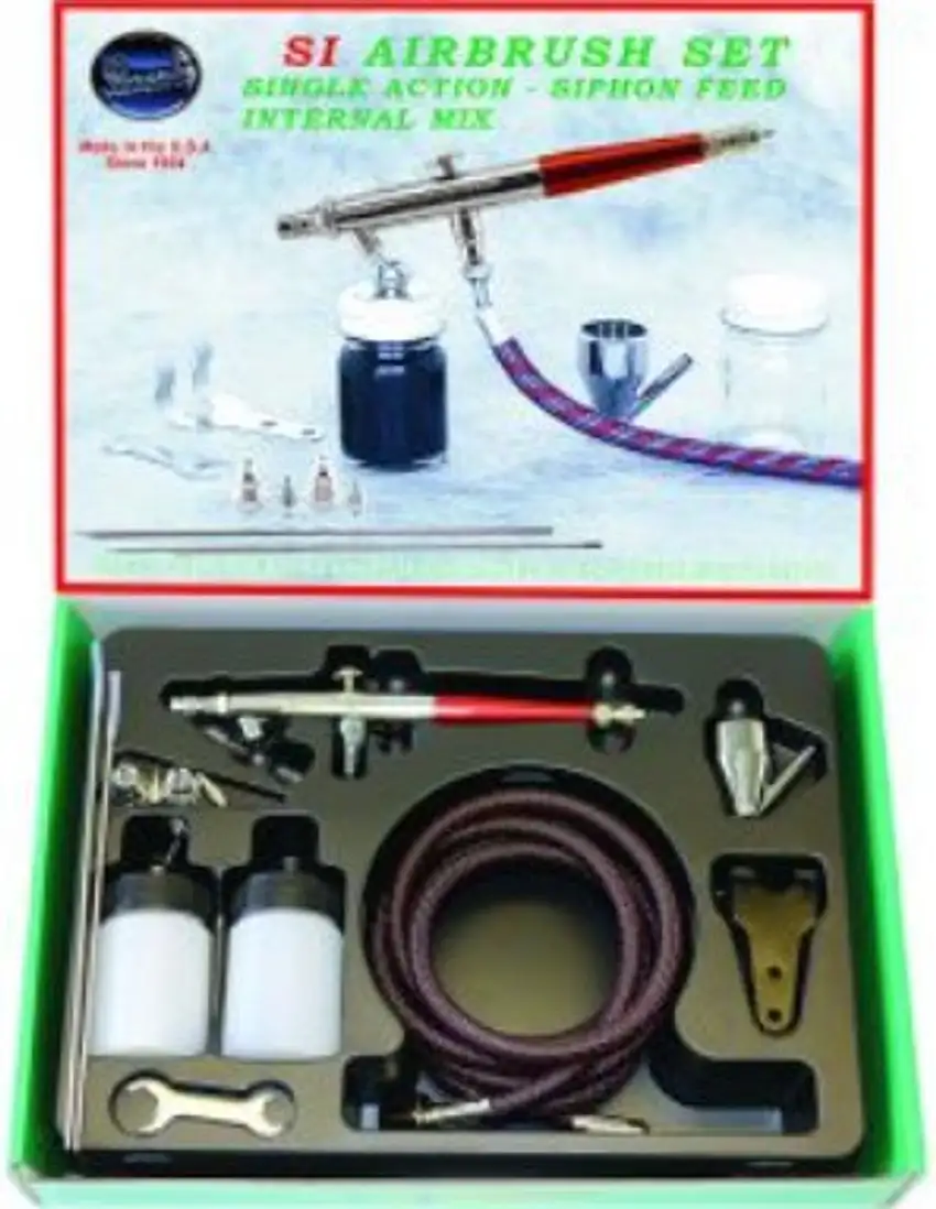Single Action Internal Mix Airbrush Set w/3 Heads (SI-SET) Paasche Airbrush