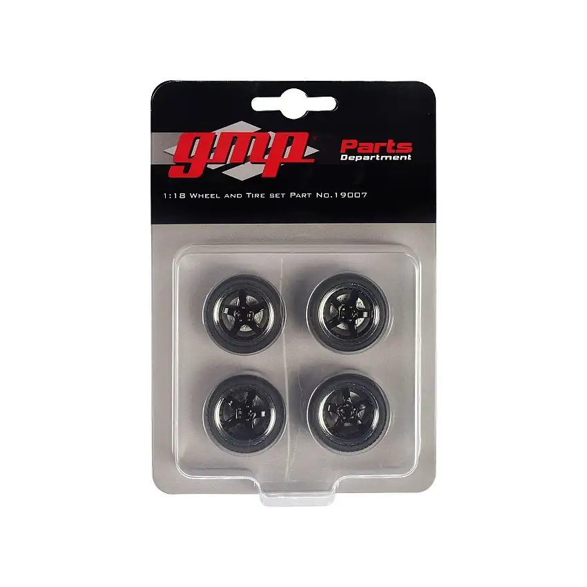 Pro Touring 5-Spoke Wheel & Tire Set of 4 pieces from "1969 Chevrolet Camaro RS" 1/18 by GMP