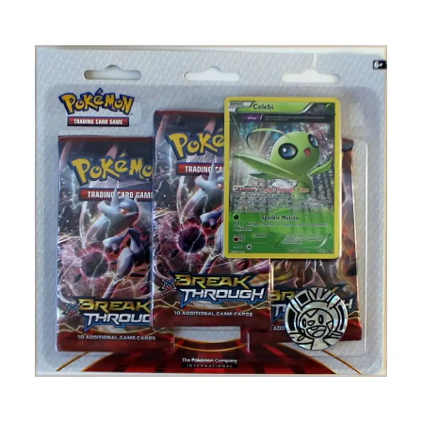 XY - Breakthrough 3-Booster Blister Pack, Celebi w/Chespin Coin