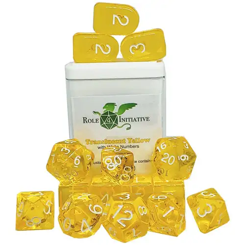 R4I Dice w/ Arch'd4: Translucent - Yellow w/ White (15) (Clearance)