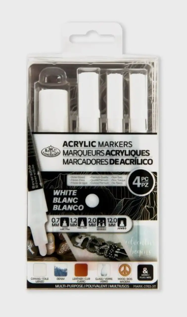 White Acrylic Paint Markers Variety Pack (4pc) Royal & Langnickel