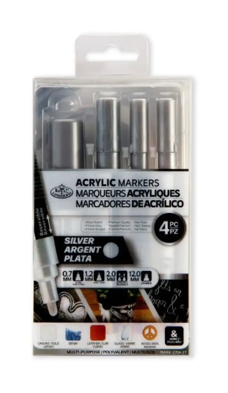 Silver Acrylic Paint Markers Variety Pack (4pc) Royal & Langnickel