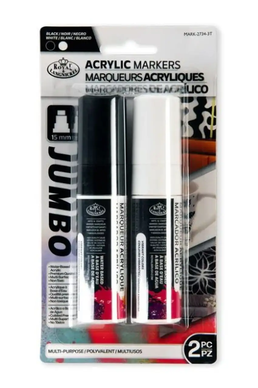 Black & White Acrylic Paint Markers 15mm (2pc) Royal & Langnickel