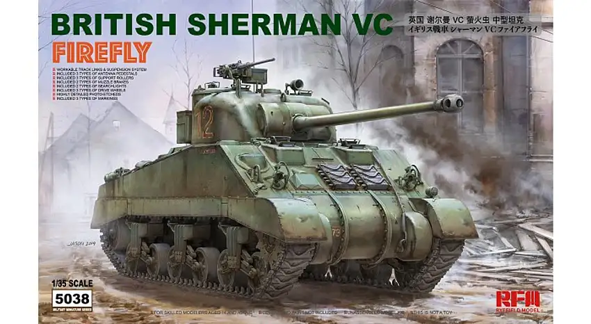 British Sherman VC Firefly Tank w/Workable Track Links 1/35 Rye Field Models